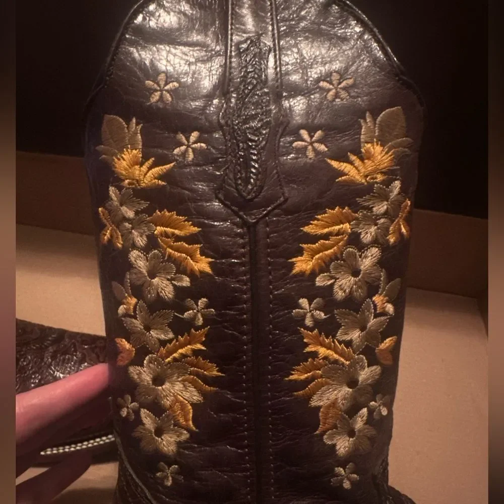 Rock’em Square Toe Cowgirl Boots Floral Daisies Size 9 / 25.5 - Picture 9 of 12